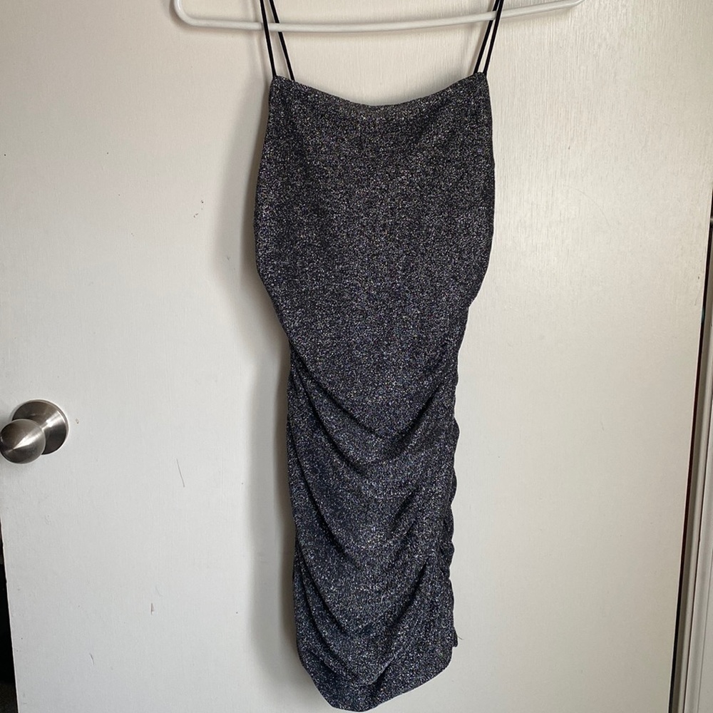 Black/Sliver SHEIN Formal Glitter Mini Dress